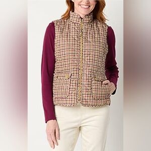 St Johns Bay Women Neutral Checkerd Vest Jacket Size 2X NWT